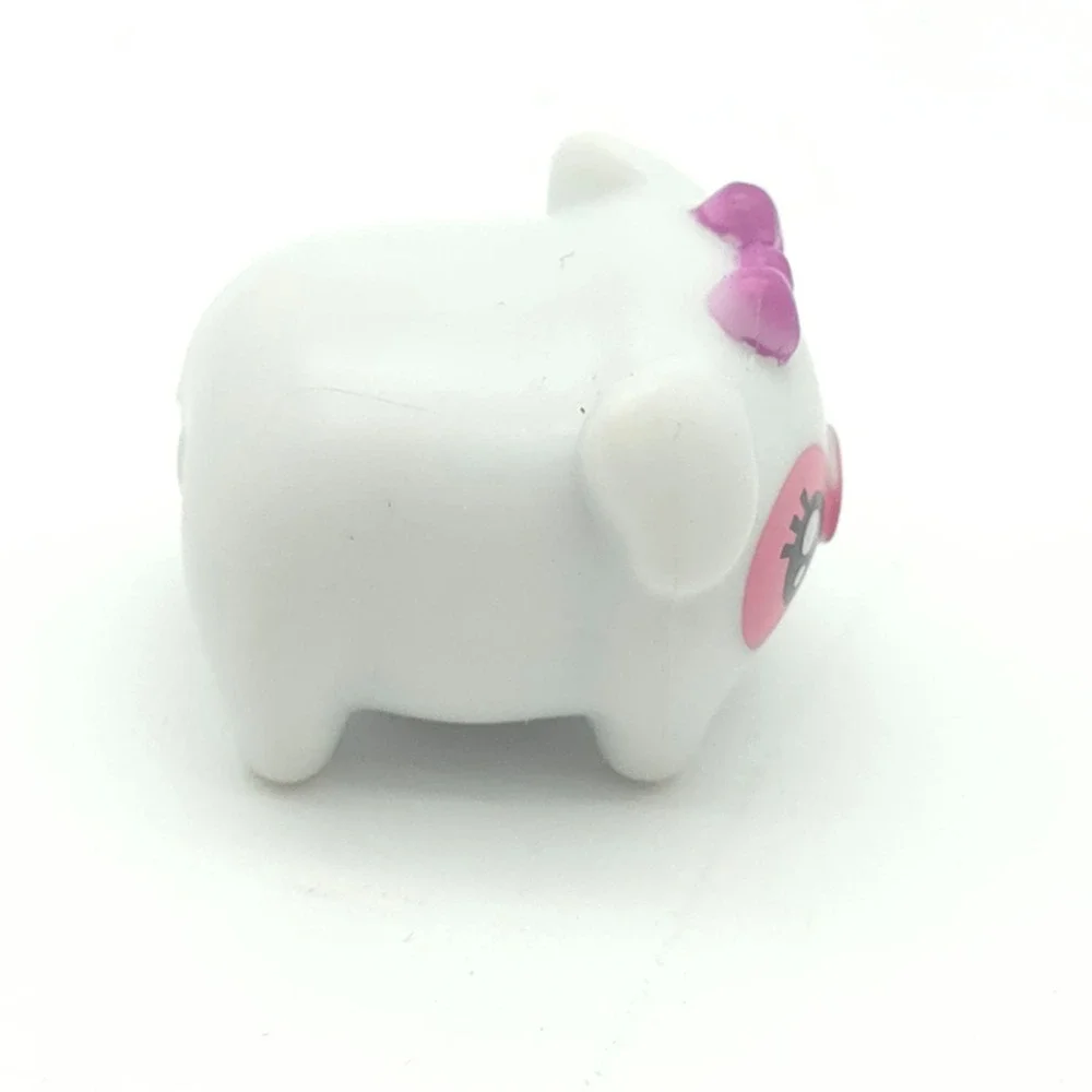 Shopkins Petkins Pig Mini Figure White Pink Purple Bow Kawaii Toy Collectible